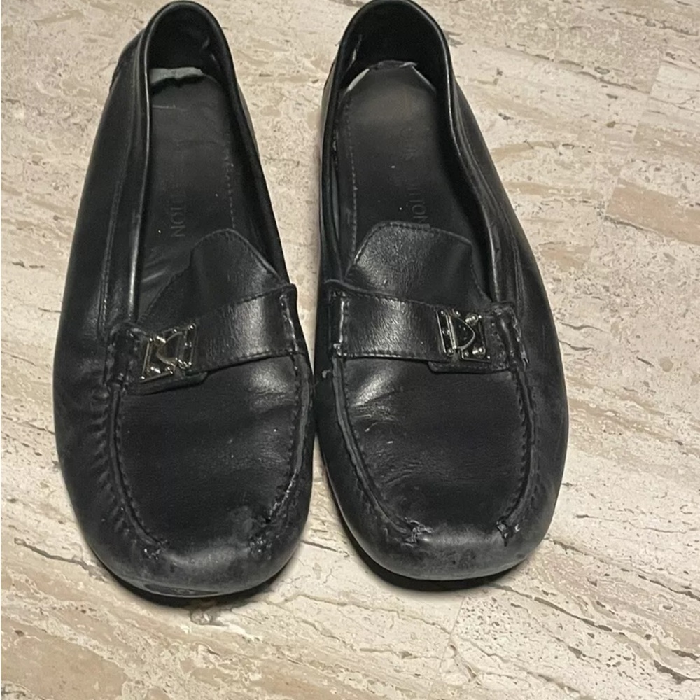 Authentic Louis Vuitton Leather Loafers Driving Shoes For Parts Vintage EU 39